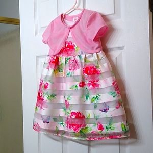 Pink floral dress with short cardigan by Wonder Nation 4T